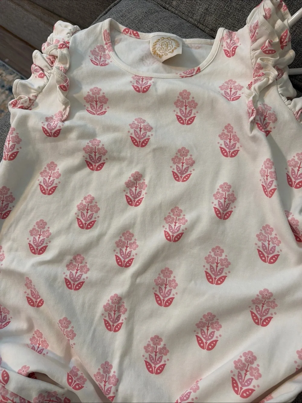 The Beaufort Bonnet Company Polly White Dress with Pink Floral Print size 14